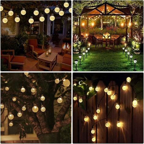 Solar String Lights, 9M 50 LED String Lights Outdoor and Indoor 8 Modes IP65 Waterproof, USB String Lights for Christmas, Party, Garden, Patio, Balcony, Trees, Weddings（warm white）