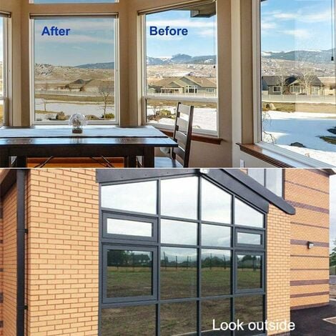 Window Mirror Film One Way Heat Proof Anti Glare Temperature Control Privacy Protection Reflective Adhesive Film for Window Home Office Store（40cmX4m，Silver）