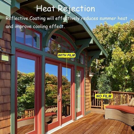 Window Mirror Film One Way Heat Proof Anti Glare Temperature Control Privacy Protection Reflective Adhesive Film for Window Home Office Store（40cmX4m，Silver）