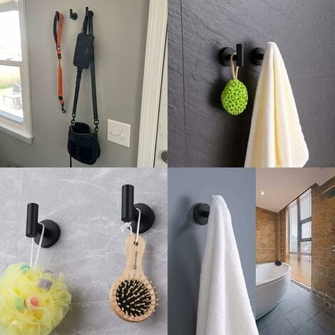 Bathroom Towel Hooks,Wall Mounted Coat Hooks,Matte Black Heavy Duty Robe  Hook for Door Cabinet