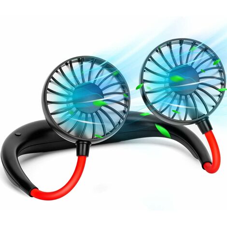 Neck Fan Neck Fans Rechargeable Personal USB Mini Fans Round Neck Wearable Hands Free Fan 3 Speeds 2000mAh 360 Free Rotation Desk Fan for Sports Outdoor Office Kitchen Camping