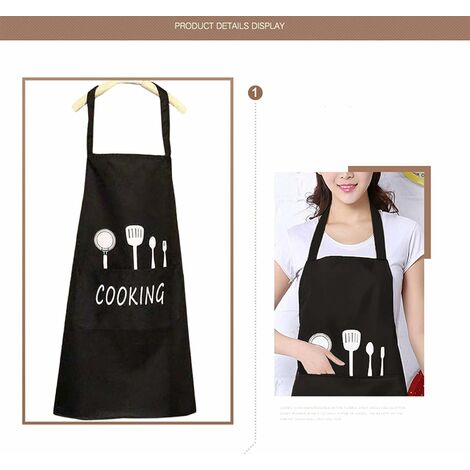 Funny Cooking Chef Apron with Pockets BBQ Kitchen Work Aprons Lets Cook