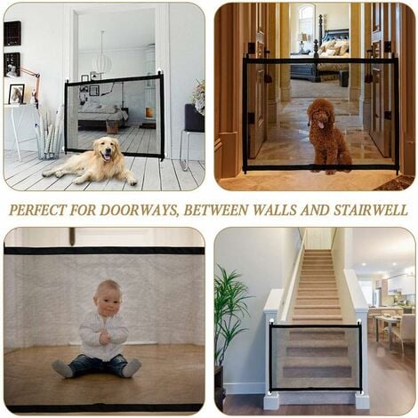 Dog Safety Barrier Adjustable Magic Gate Magic Door Pet Barrier Retractable Pet Barriers for Stairs Kitchen