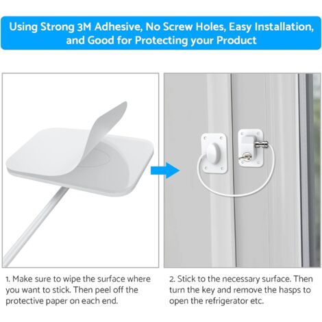 TIMESETL 4-Pack Child Safety Locks With Key - No-Drill Adhesive Cabinet & Fridge Locks For Baby Proofing Your Home