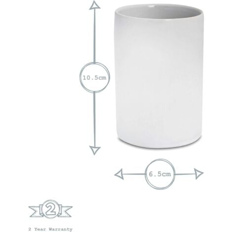 Housewares Toothbrush Tumbler - Glazed Ceramic Bathroom Cup - White