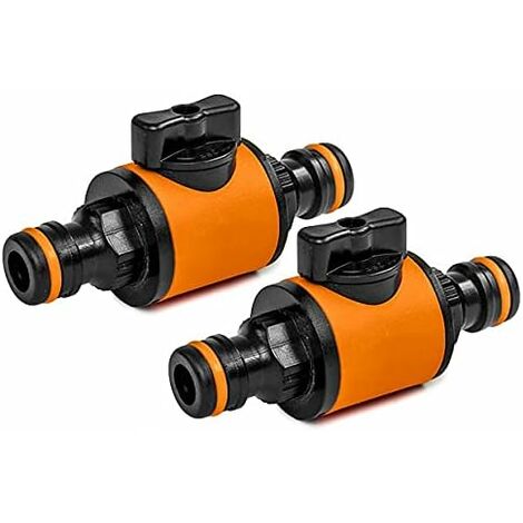 (PACK OF 2) Connector for connecting two quick couplings with a cut-off valve for garden hose pipe. Compatible with Hozelock