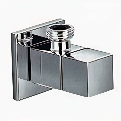 Quarter Turn ½ Inch Angle Shut Off Valve Douche Tap Outlet with Flange Chrome Plated Brass Bidet Spray Accessory - Square Design (1/4)