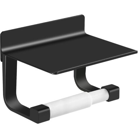 Black Toilet Roll Holder Toilet Paper Holder No Drilling Space Aluminium Bathroom Accessories Wall Mounted Matte Finish Black