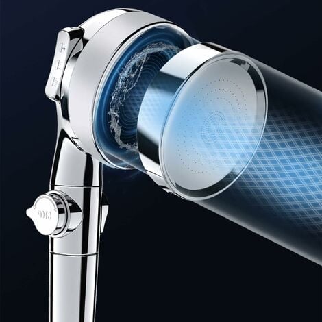 Shower Head, Shower Head Shower Head High Pressure Eco Shower SPA Shower in Bathroom, Massage Spray Hand Shower 3 Modes Water Saving and Switch Button, Chrome