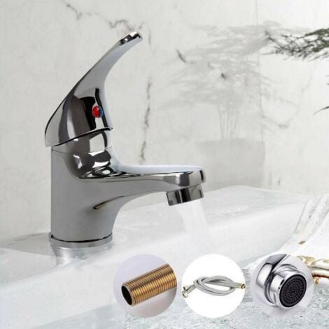 Basin Taps Bathroom Mixer Faucet Hot and Cold Mixer Tap Chrome Plated Solid Brass Lavatory Bathroom Vanity Sink Faucet for Bathroom Kitchen Cloakroom