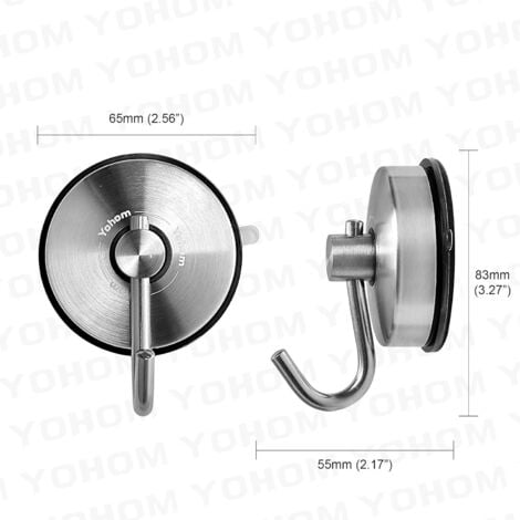 Yohom Shower Hooks Suction Cup Hook for Bathroom Towel Holder Stainless  Steel Bath Loofah Hooks for Shower Robe Glass Wall Brushed 2Packs
