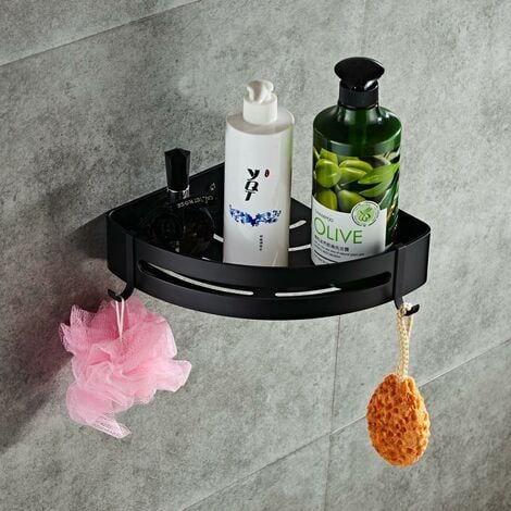 2 Pack Adhesive Shelf Shower Caddy Basket with Hooks, No Drilling