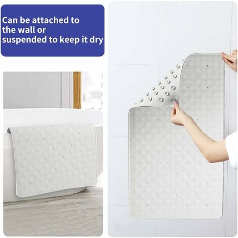 Non Slip Shower Mat, Anti Mould Rubber Soft Bathtub Mat, Anti Slip Bath Mat with Multiple Suction Cups - 40 x 70 cm - White