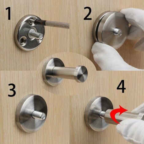 4 Pieces Brushed 304 Stainless Steel Wall-Mount Robe Towel Hook Bathroom Lavatory Closets Coat Towel Robe Hook (2inch/5cm)
