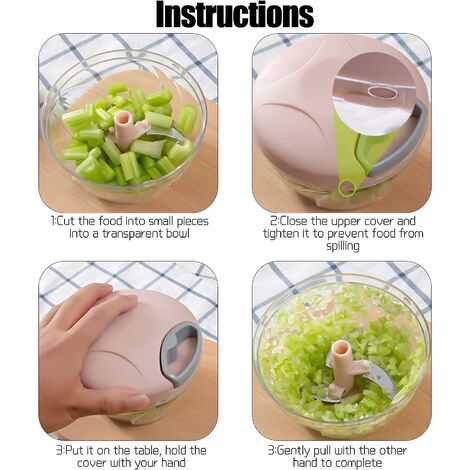 520ml Manual Food Chopper Hand Pull String Vegetable Cutter Onions