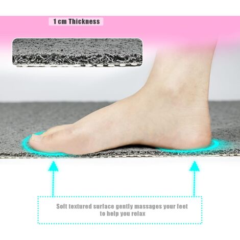 Shower Mat Non Slip Anti Mould PVC Machine Washable Bath Mats for Inside Shower-60 × 40 cm (Gray)