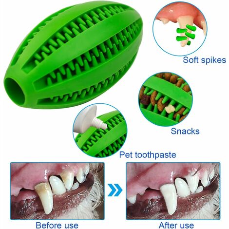 Dog Treat Dispenser Toy Ball, Durable Dog Rugby Rubber Toy, Puzzle Toys for Puppy Small Medium and Large Dog Teeth Cleaning, Bite Resistant-Fun to Chew, Chase & Fetch