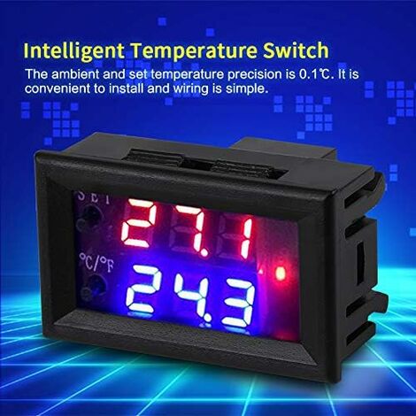 DC 12V Digital Display Adjustable Microcomputer Electronic Thermostat  Intelligent Temperature Controller Switch with NTC Waterproof Sensor