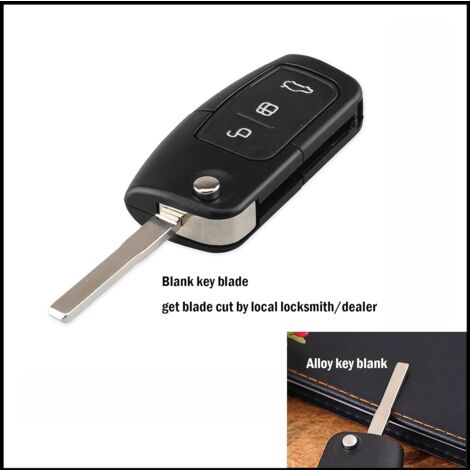 3-Button Flip Key Shell Replacement For Ford Fiesta Focus Mondeo Kuga – Black, Uncut Blade