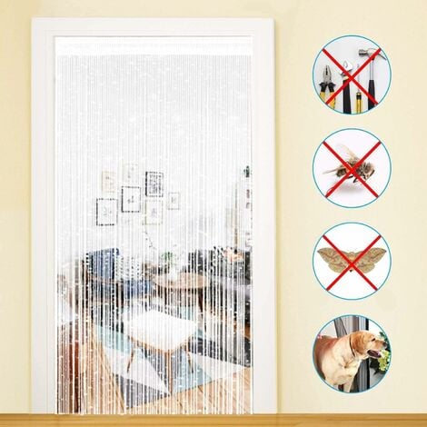 Glitter String Door Curtains Panel, Fly Screen Curtain,Doorways Divider for Window Decorative 100x200cm (White)