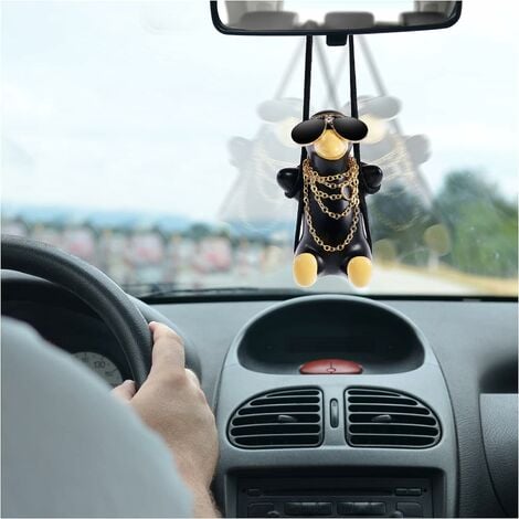 Cute Car Ornaments for Rearview Mirror Swing No Face Man Duck Hanging  Interior Accessories Animal Figurines Doll Rear View Decor