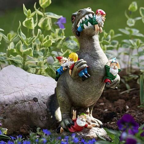 Garden Gnome Statues Outdoor Decor, Dinosaur Garden Statue, Outdoor Funny Figurine Art Decor, Sculpture Resin Ornament Dragon Statue for Patio, Lawn, Yard Decoration