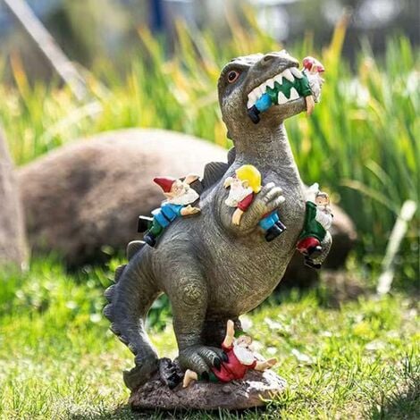 Garden Gnome Statues Outdoor Decor, Dinosaur Garden Statue, Outdoor Funny Figurine Art Decor, Sculpture Resin Ornament Dragon Statue for Patio, Lawn, Yard Decoration