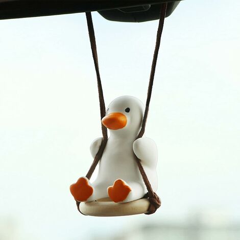 Swing Duck Car Hanging Ornament Cute Flying Duck Pendant Hanging Car  Interior Accessories for Car Rear View Mirror Pendant (White)