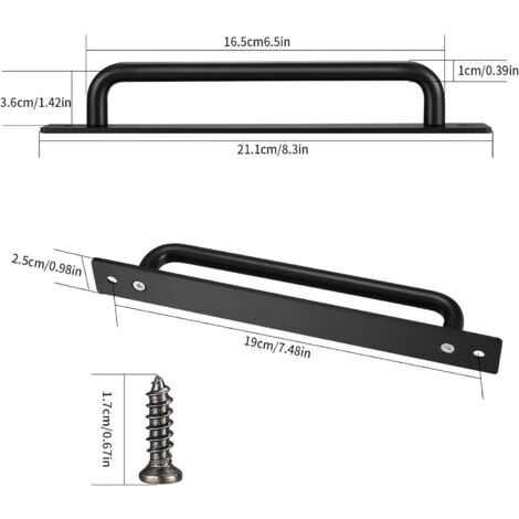 2 Pcs Sliding Door Handles, Black Door Pull Handles, Sliding Barn Cabinet Garden Gate Shed Door Handles, Aluminium Alloy Handles for Kitchen Closet Door, Exterior Interior Door Handles with Screws