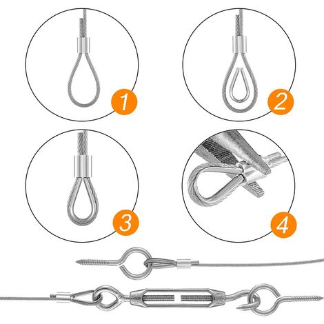 30m Stainless Steel Rope Hanging Kit/wire Rope 2mm Pvc,garden Rope With M5  Tensioner Cable Hook And Eye