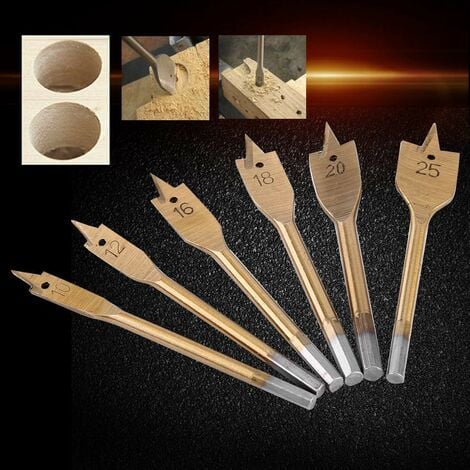 6 Pieces Flat Spade Woodworking Hex Shank Drill Bit, 10/12/16/18