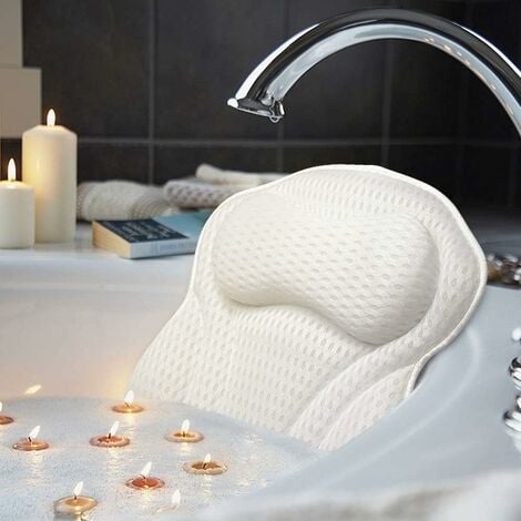 Ergonomic luxury bath pillow with 4D Air Mesh technology and 6