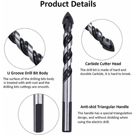 Multi-Purpose Carbide Drill Bits for Drilling Tile, Masonry, Wood, Metal  and Concrete (5-Piece)