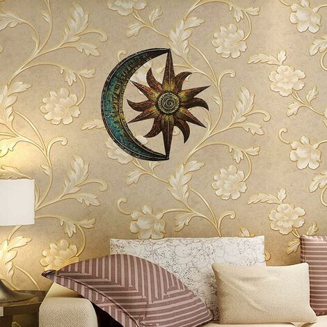 29 x 29 cm Metal Sun Moon Wall Art, Creative Wall Hanging Decoration for Garden, Vintage Decor Wall Art for Living Room Bedroom