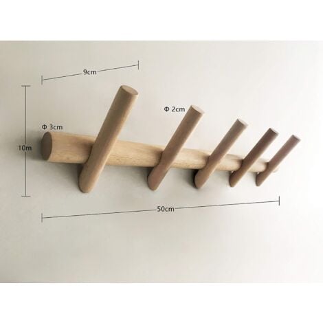 Wood Wall Hooks 1 Pack Coat Hooks Wall Mounted Heavy Duty Hooks for Hanging  Coats, Hats, Towels, Cap and Clothes (Beech Wood)