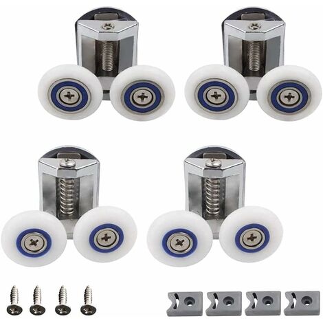 Shower Door Wheel, 4 Pieces Double Shower Door Wheels, Shower Door Roller, Bathroom Shower Enclosure Roller, Can Be Used To Replace Rollers In Family Bathroom