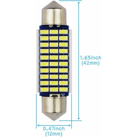 2-Pack LED 36mm C5W 6411 6418 DE3425 Bulbs - Ice Blue 8000K Dome/Map/Trunk/License Plate Lights For Cars | 12V Extremely Bright 3030 SMD - View #7