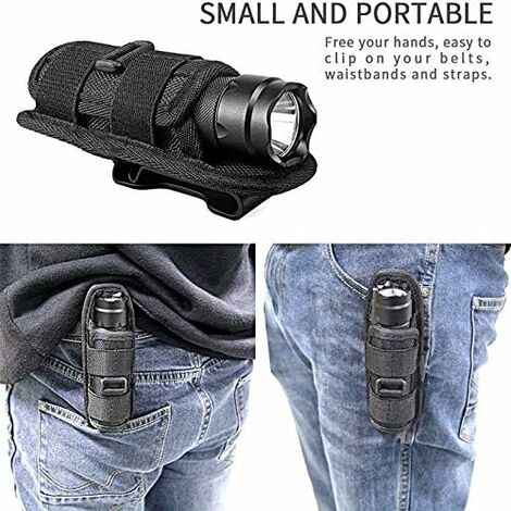 Tactical Flashlight Pouch Torch Holster 360degree Rotatable Belt Carry