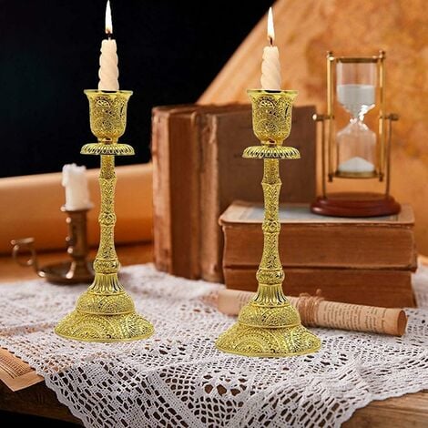 2 Pieces Table Candle Holder Set Vintage Candle Holders Decorative
