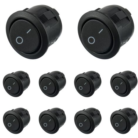 10-Pack 20mm Round Rocker Switches - SPST 6A/250V Toggle Switches For Automotive Use