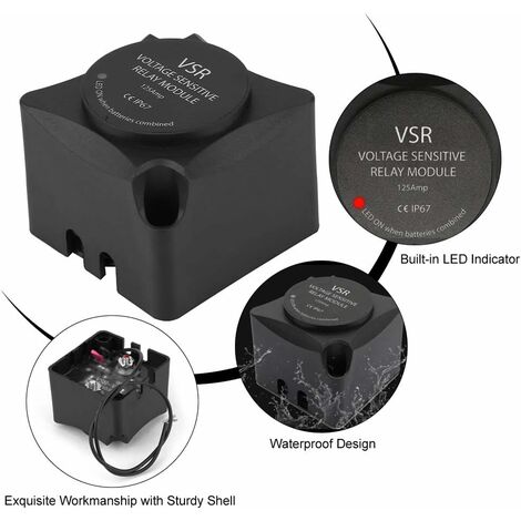 VSR Voltage Sensitive Relay, DC 12V Automatic Charging Relay with Dual 125A  Intelligent Battery Isolator and