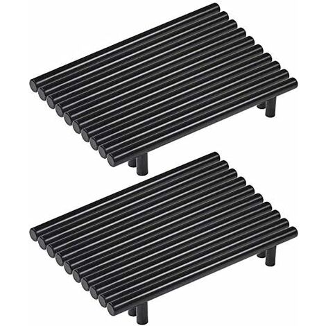 Set of 20 Black Kitchen Cabinet Handles Stainless Steel Black Cabinet Handle T Bar Stick Kitchen，Ø 12mm (Hole Centers:160mm)