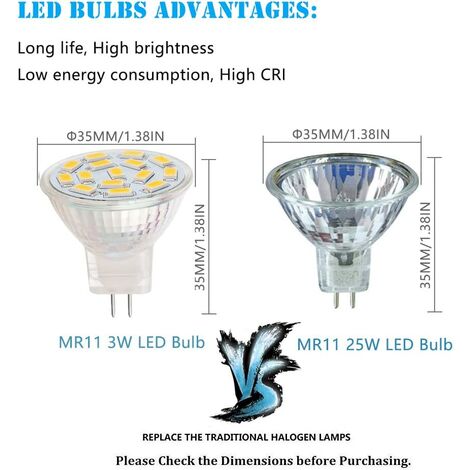 GU10 LED Replacement Light Bulbs, 3 Watt LED Spot Light, Replace 20 Watt  Halogen Bulbs