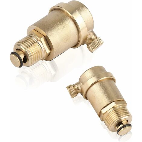 Set of 2 brass DN15 automatic drain valves with pressure relief valve ...