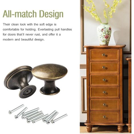 12x Vintage Door Drawer Knobs 30mm Antique Brass Kitchen Cabinet Cupboard Pulls, For Dresser and Furniture Cupboard, Antique Bronze，Round Cabinet Knob, Vintage Drawer Knobs, Brass Cabinet Pulls, Door 