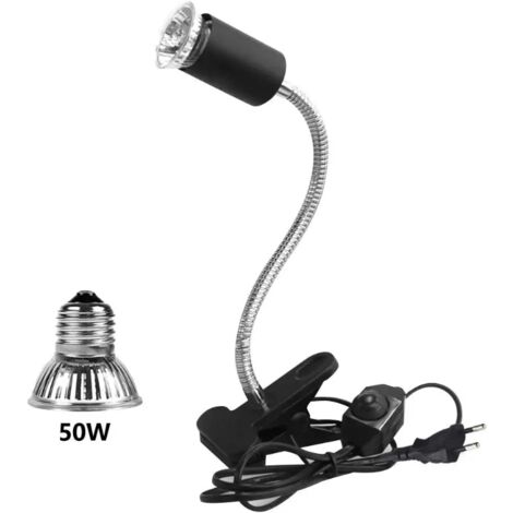 1 x 50W UVA UVB Bulbs, Reptile Lamp Heated Tortoise Lamp with Long Base