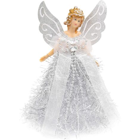 Christmas Tree Topper - Silver Plastic Angel Tree Topper 19.5 x 8 cm - Angel for Christmas Tree, Tree Decoration, Christmas Decoration and Home Decor(Silver) (1/5)