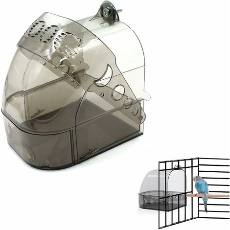 Bird bath - for parrot - with bird feeder - for small birds - finch, parakeet, canaries, parrot, parrot - 15.5 x 13 x 15.3 cm (1/5)