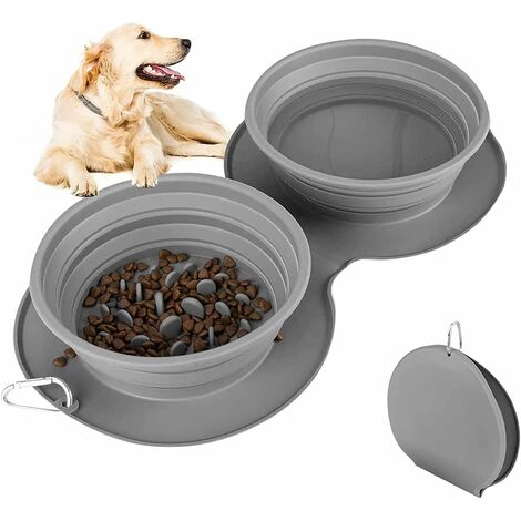 Collapsible Dog Bowls, Travel Dog and Cat Bowls, Silicone Dog Bowl with Carabiner, Anti Gluttonous Dog Bowls, for Cat and Puppy Outdoor Traveling Hiking
