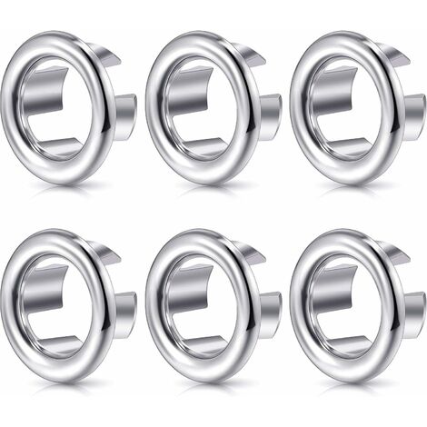 Sink Overflow Ring Round Sink Hole Overflow Cover Basin Trim Overflow Drain Plug Cover Insert Hole Replacement Parts (6 Pieces) (1/5)